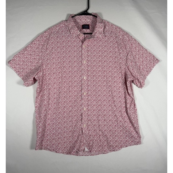 UNTUCKit Shirt Mens XL Red Floral Jean Louis Short Sleeve Nylon Stretch AOP - Picture 2 of 6